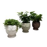 CERAMIC MUSTACHE MAN W/4" ASSORTED FOLIAGE