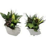 Ceramic Egg On Nest With 4" Foliage Plant