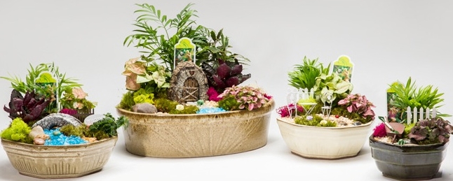 Ceramic Fairy Garden With Mini Deco & Plants