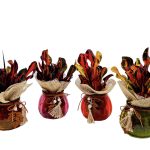 Glass Pumpkin W/Croton & Burlap